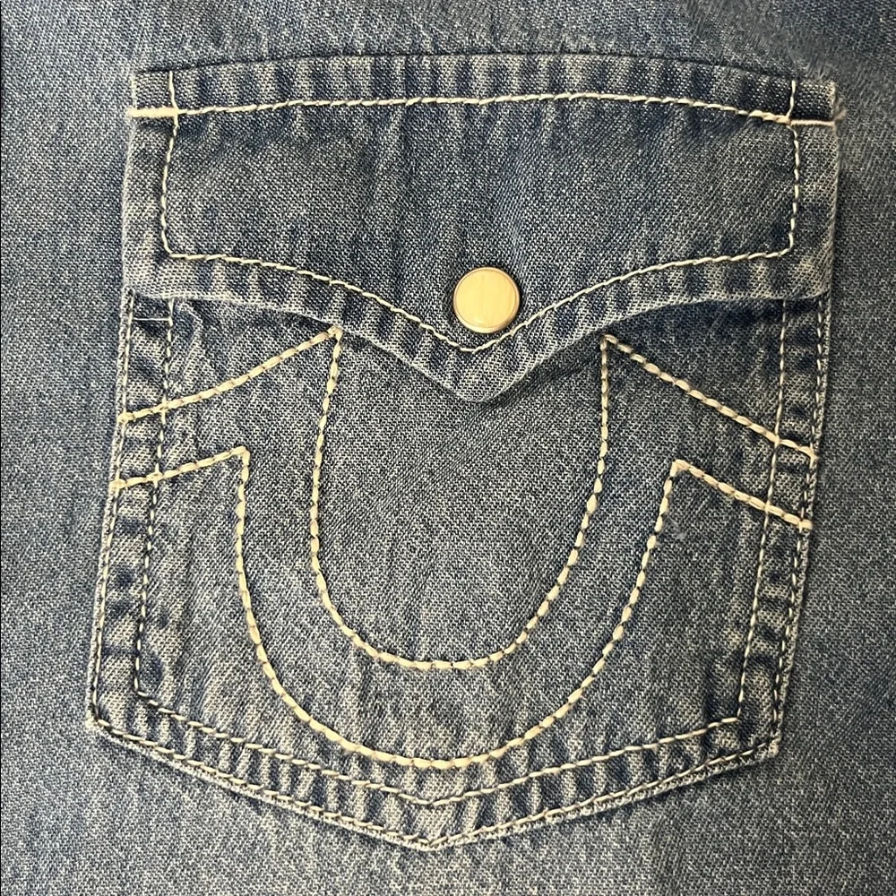 True Religion Chambray Logo Denim Shirt